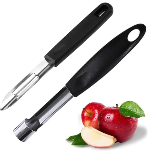 ZYEKIU Conjunto 2 Piezas Pelador Manzanas/Descorazonador de Manzanas Pelador Patatas Peeler Acero Inoxidable Garre Antideslizante para Cocina Vari Tipi di Frutta Verdura Duradero Peladors de Patatas