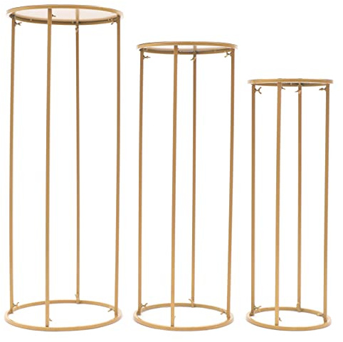 Blompelare guld, 3 stycken moderna blomställ, vas med akrylplatta, 60 cm/80 cm/100 cm bröllop bordstillbehör för bord, bröllopsbågsram för bröllop, fest, hem, dekorationer