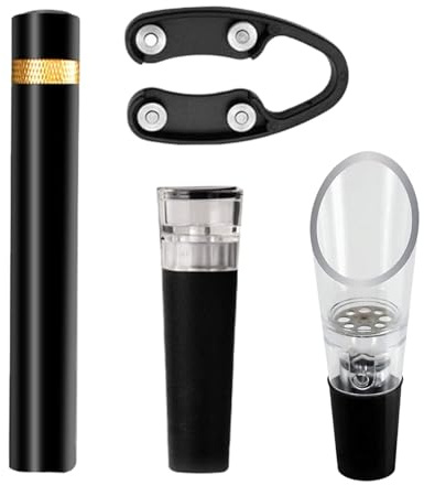 Vinöppnare set – 4-delad verktyg av aluminiumlegering med lufttryck – verktyg för vin, för bartender, vuxna, öl, julfest, halloween, kök och hem