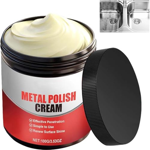 Metal Polishing Cream Rust Remover, Polish Paste for Stainless Steel, Chrome, Aluminum, Copper, Restores Shine, Metal Cleaner Removes Scratches On Cars, Cookware (1Pcs)