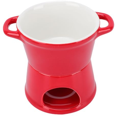 Tnfeeon Bougie Fourchette en Acier Inoxydable Chauffante pour Desserts Individuels Trempage de Fromage et Snacks à la Maison Pot à Fondue, 300 ML avec Service à Fondue au Fromage (rouge)