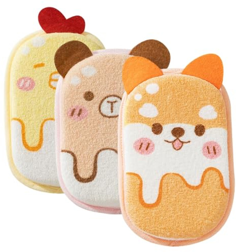 OuryTech Esponja de ducha, 3 piezas de esponja corporal como esponja de baño y esponja de ducha con diseño de lufa para niños y adultos