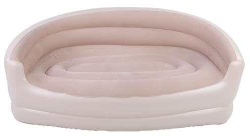 Walmeck Sofá Inflable Doble, sofá Flocado, Tumbona Portátil con Inflado Automático para Interior y Exterior, Sala de Estar, Sala de Juegos, Material PVC, Capacidad Peso 150kg
