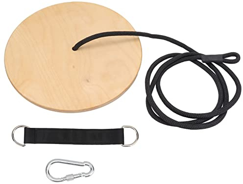Columpio de Cuerda con Disco, Columpio de árbol con Cuerda de Escalada y Plataforma Redonda de Madera para Juegos al Aire en el Patio Trasero, Cuerda Ajustable de 78,7