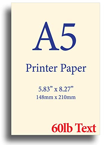 Natural Cream A5 Printer Paper - 8.3x 5.83 - 60lb Text (90 GSM) - 250 Sheets