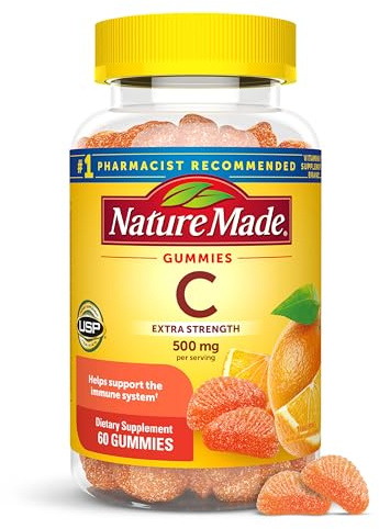 Nature Made Extra Strength Dosage Vitamin C 500 mg per serving, Dietary Supplement, Vitamin C Gummies for Immune Support, 60 Gummies, 30 Day Supply