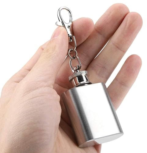 Portachiavi da 1 oz Fiaschetta da whisky Fiaschetta da uomo con mini tasca portachiavi in ​​acciaio inossidabile