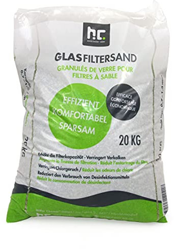 Höfer Chemie – 20 kg de Granulés de Verre Fin pour Filtre à Sable – Granulométrie 0,7-1,3 mm – Alternative Écologique au Sable de Quartz – Filtration Optimisée et Longue Durée