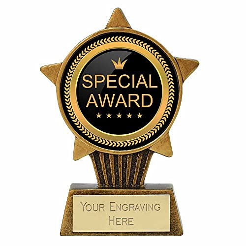 TROPHIESPLUSMEDALS Personalised Special Award Mini Star Trophy - Gold, Free Engraving | 10cm | Kids Party, Sports & School Reward