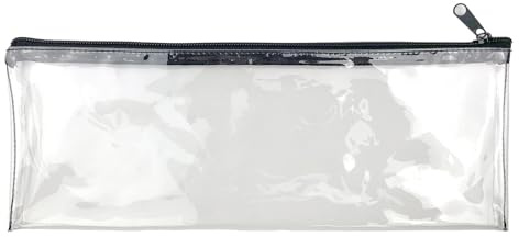 Fashion Stationery Clear Pencil Case for Exams Large See Through Long Transparent Slim Storage Pouch with Black Zip Back to School Pencil Cases for Teenagers Boys Girls