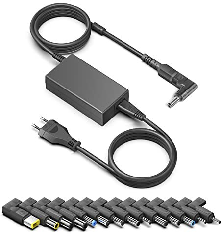 HKY 65W Alimentatore Universale Notebook Caricatore PC Portatile per HP Dell Asus Acer Lenovo Toshiba Samsung LG Medion Fujitsu Sony AC DC 18.5V-20V Adattatore con 15 Connettori e 1 Cavo 3M