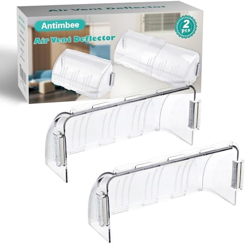 Antimbee 2 Pack Adjustable Magnetic Heat & Air Vent Deflector -Super Strong Neodymium Magnets 8 to 15 Length Fits Vents, Sidewall, Ceiling, Floor Registers - Curved Air Conditioner Vent Cover