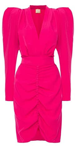 Swing Fashion Laura | Rosa Altalena Moda Donna Elegante Festa Cocktail Sera | Abiti da Lavoro | Abito Festivo | Vestito a Matita | Aderente | Scollo a V | Lunghezza al Ginocchio | Manica Lunga XL(42)