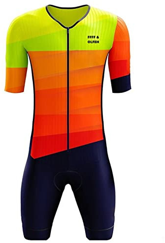 Herren Fahrrad Skinsuit, 3D-gepolsterter, atmungsaktiver, schnell trocknender Triathlon-Anzug – Kurzarm Duathlon Laufen Schwimmen Fahrradfahren Skinsuit (9,XL)