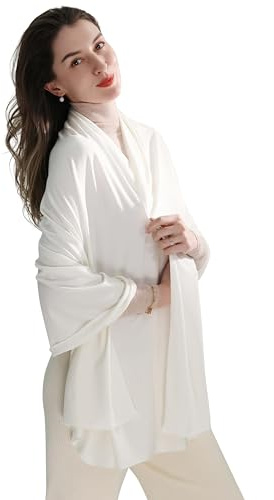 VENVSBEE Shawl Wraps for Women, Travel Scarf Soft Blanket Wrap Pashmina Travel Accessory for Airplane-02 Classic Jersey Cream