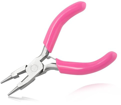 LEONTOOL 3 pulgadas Mini pinza de nariz redonda para la fabricación de joyas con cortador de clip de hebilla de alambre mordazas lisas alicates de plegado de alambre pequeñas herramientas de