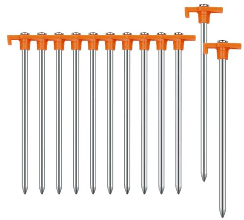 Zeltheringe, AVOFOREST Heringe erdnägel stabil, Heringe Camping, Zeltzubehör, Lange und robuste Erdnägel,ideal für normalen und harten Boden,18cm (Orange, 12pcs)