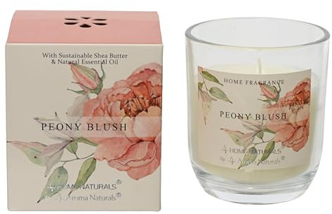 Duftkerze im Glas 9cm - Wachskerze mit Pfingstrose Duft - Kerzen aus Wachs als Entspannung Geschenk für Frauen - Tischkerzen Aromakerze für Hochzeit Ostern - Creme Weiß