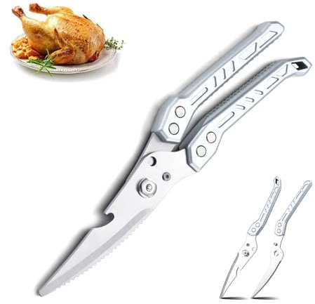 Bestdin Forbici Multiuso per Uccelli, Cucina e Casa - Acciaio Inox 25,5 cm Con Chiusura di Sicurezza - Per Tagliare Ossa, Carne, Pollame, Pesce - Argento