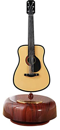 COMETX Boîte à musique à remonter en forme de guitare électrique classique à remonter - Boîte à musique tourbillonnante - Base rotative - Instrument de musique à cordes - Réplique miniature - Cadeau