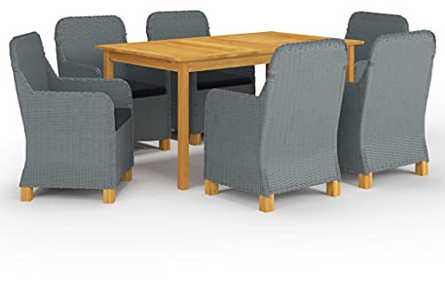KTHLBRH Juego de muebles de jardín, muebles de balcón, 7 piezas, color gris claro