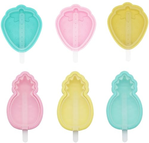 FANXIYA 6-pack Isformar Silikon Stapelbara, Isglassform Stapelbar Set, Isformar för Pinnglass BPA-fri, Glassformar med Lock för Barn, Vuxna, Dessert, Choklad, Gör-Det-Själv