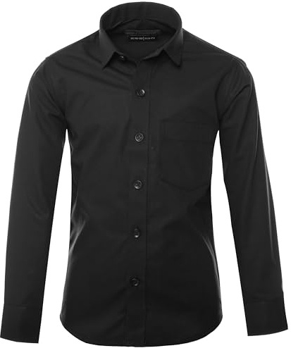 Gillsonz A1New - Camisa de manga larga para niños, fácil de planchar, para fiesta y ocio, Negro , 116-122