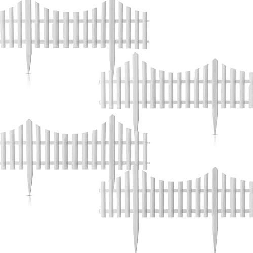 Lawn Border Edge Fence - 10pcs White Wooden Effect Edging Picket Garden Fencing | Picket Border Fence Panels Fencing Edge | Plant Borders Decorative | Landscape Path Panels - White