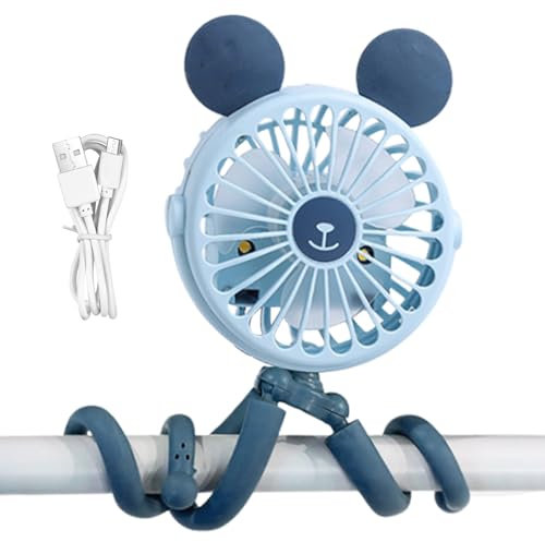 Ventilador portátil para cochecito | Ventilador de trípode con clip para cochecito | Ventilador eléctrico portátil silencioso para cualquier carrito