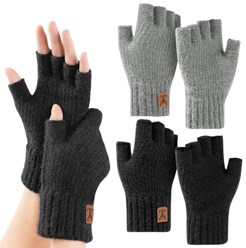 ARROMI Lot de 2 paires de mitaines pour homme et femme, noir, pour l'extérieur, la course, le cyclisme, le ski, la frappe, multicolore, M