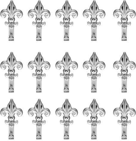 Set da 15 Ganci Argento, Appendino per Quadro, Forma Giglio, Fiorentino con Chiodi da 17 mm, Ganci da 4,5 cm 66883