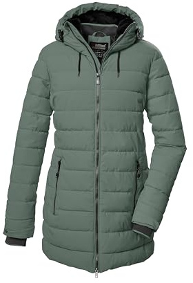 killtec dam quiltad parka/parkas med huva KOW 55 WMN QLTD PRK, gröngrå, 48, 41809-000