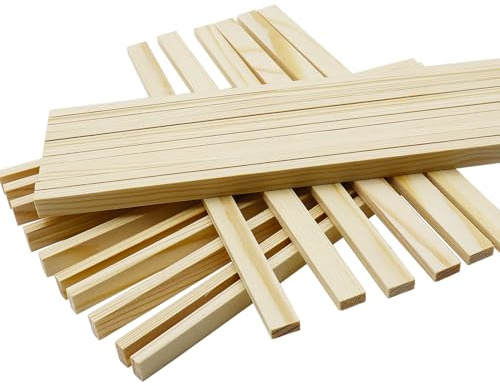 WANYI Lot de 100 blocs carrés en bois de pin pour travaux manuels, 200 x 10 x 5 mm, pour bricolage, artisanat, décoration et modélisme