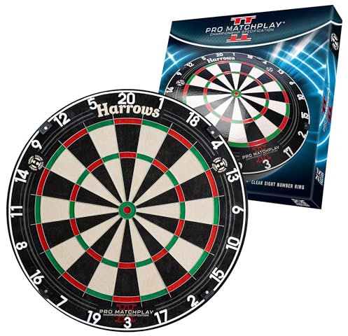 Harrows Dart Board Pro Matchplay 2 I Dartscheibe, offizielle Größe, Dartscheibe mit ultradünnem Messerdraht für maximale Punktzahl, kompatibel mit Dartscheibenständer, Dartscheibenbeleuchtung