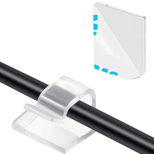 JYSNOW 50Pcs Clips para Cables, 14mm*14mm Sujeta Cables Adhesivo, Grapas Cable Pared, Ganchos Autoadhesivos Soporte de Alambre, para Cable de USB, TV, Cargador, Audio Mesa, Oficina, Casa