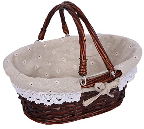 Tonysa Panier de Pique-nique tissé avec Poignée Pliable, Panier de Rangement de Couture en Rotin écologique, de Fruits de Pâques de Noël, Décoration de Salle de Bain (#5)