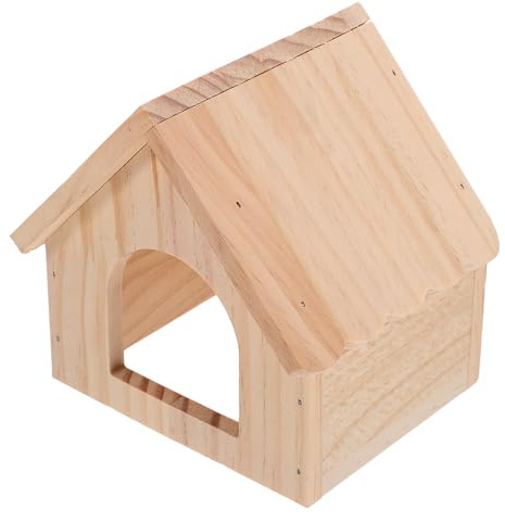 KOCKSHION Cachette en Bois Naturel pour Hamster et Cobaye, Petite Cabane pour Petits Animaux de Compagnie, Maison Multi-Fonction pour Cage Plateforme de Repas, Accessoires Habitat