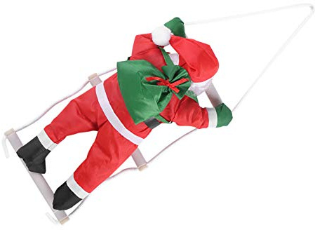Figura de Papá sobre escalera para colgar en paredes, ventanas y jardines, decoración de árbol de Navidad