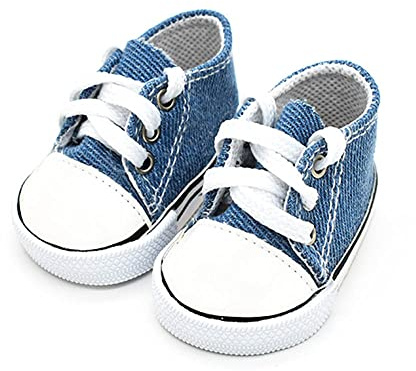 Hinleise Zapatos de lona con cordones para muñeca americana de 18 pulgadas, accesorios de disfraz (F)