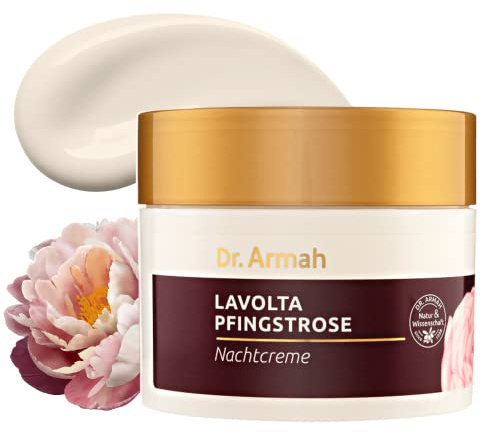 LAVOLTA Pion nattkräm naturlig anti-aging ansiktskräm med sheasmör, hyaluronsyra, mandelolja och pantenol med E-vitamin och Q10 100 ml – vegansk utan tillsatser