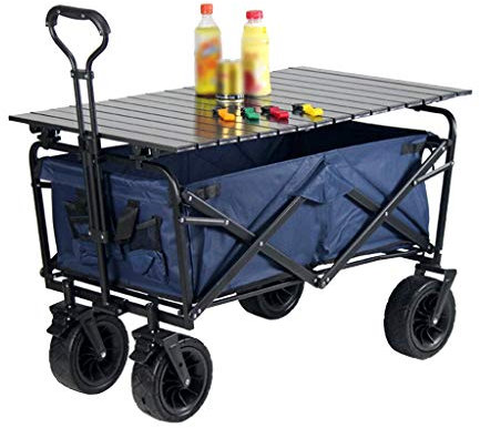 GLJ Bollerwagen faltbar Tragbarer Faltbarer Außenwagen, Hochleistungs-Strandwagen mit Tisch, 4-Rad-Wagen mit Bremsen, Tragende 100 Kg (Color : Style 3)