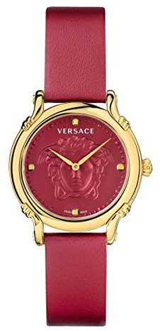 Versace Damen Armbanduhr Safety Pin 40 mm Versace-Prägung auf dem Zifferblatt Armband Leder VEPN00220