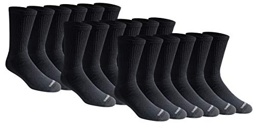 Dickies Men's Cotton Blend Cushioned Work Crew Socks, Available in L-XL (18, 36 Pairs), Black (18 Pairs), Large