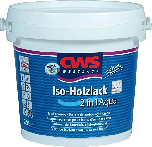 CWS WERTLACK Iso-Holzlack 2in1 Aqua 2,5 Liter weiß - Acryl Holzlack Seidenmatt für Innen- und Außenbereich