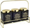 Nobel - Vintage Home Tea Sugar Coffee Biscuits Bread Pasta Canisters with Gold Coloured Lid -Black (Tea Coffee Sugar With Gold Stand)