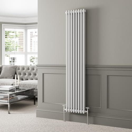 DuraTherm® 1800 x 380mm White Traditional Vertical Designer Radiator Double Column Colosseum Cast Iron Style Central Heating Panel Radiators Rad