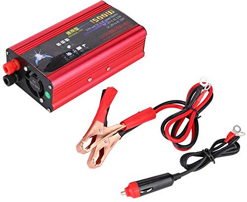 Auto - Inversor de Corriente de Onda sinusoidal Pura de 1500 W, inversor de Corriente para Coche, Cargador USB, Adaptador de Onda sinusoidal modificada 12 V/24 V a 220 V + inversor de 12 V a 240 V