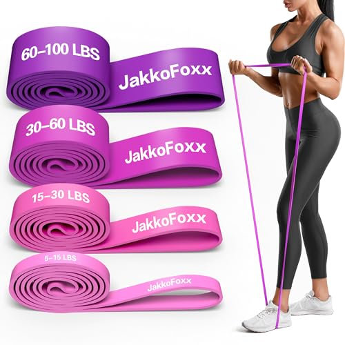 Fitnessbänder 4 Set, Widerstandsband, Dehnungshilfe, tragbares Training, Muskeltraining, Physiotherapie, Übungsbänder für Training (4 er Set Rosa)