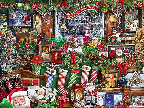 Vermont Christmas Company Christmas Collectibles Jigsaw Puzzle 550 Piece - Fun Christmas Collage for Adults & Young Adults - 24 x 18