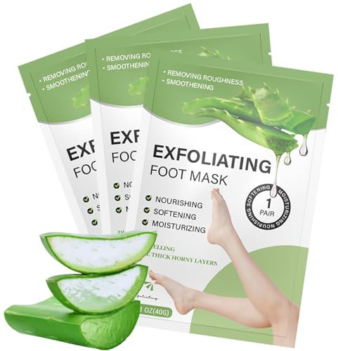 Holzsammlung Maschera Piedi Esfoliante Aloe vera 3 Paia per Calli Piedi, Maschera per Piedi Efficace Cura dei Piedi i Scrub Piedi, Idrata e Trattieni l'Umidità, per Donne e Uomini